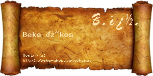 Beke Ákos névjegykártya